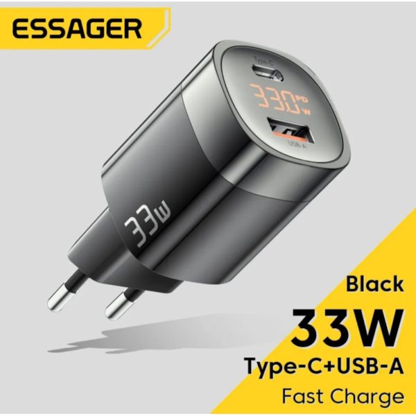 Carregador duplo Essager 33W com Display