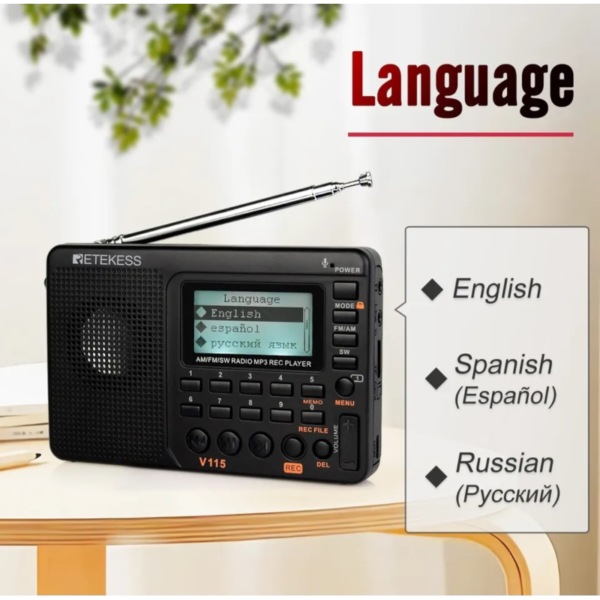 Rádio Digital Retekess AM/FM/SW Recarregável - Image 4